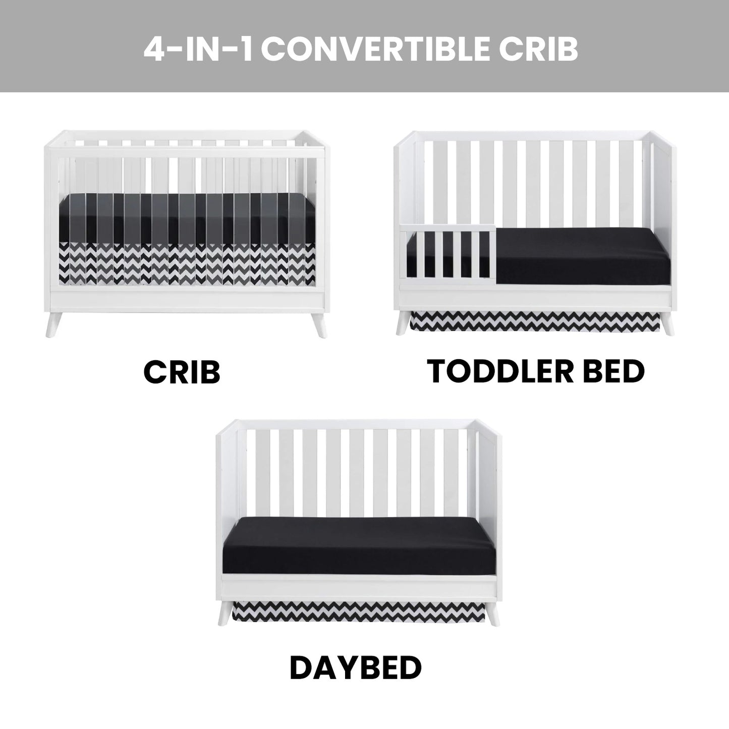 Holland 3 In 1 Acrylic Convertible Crib