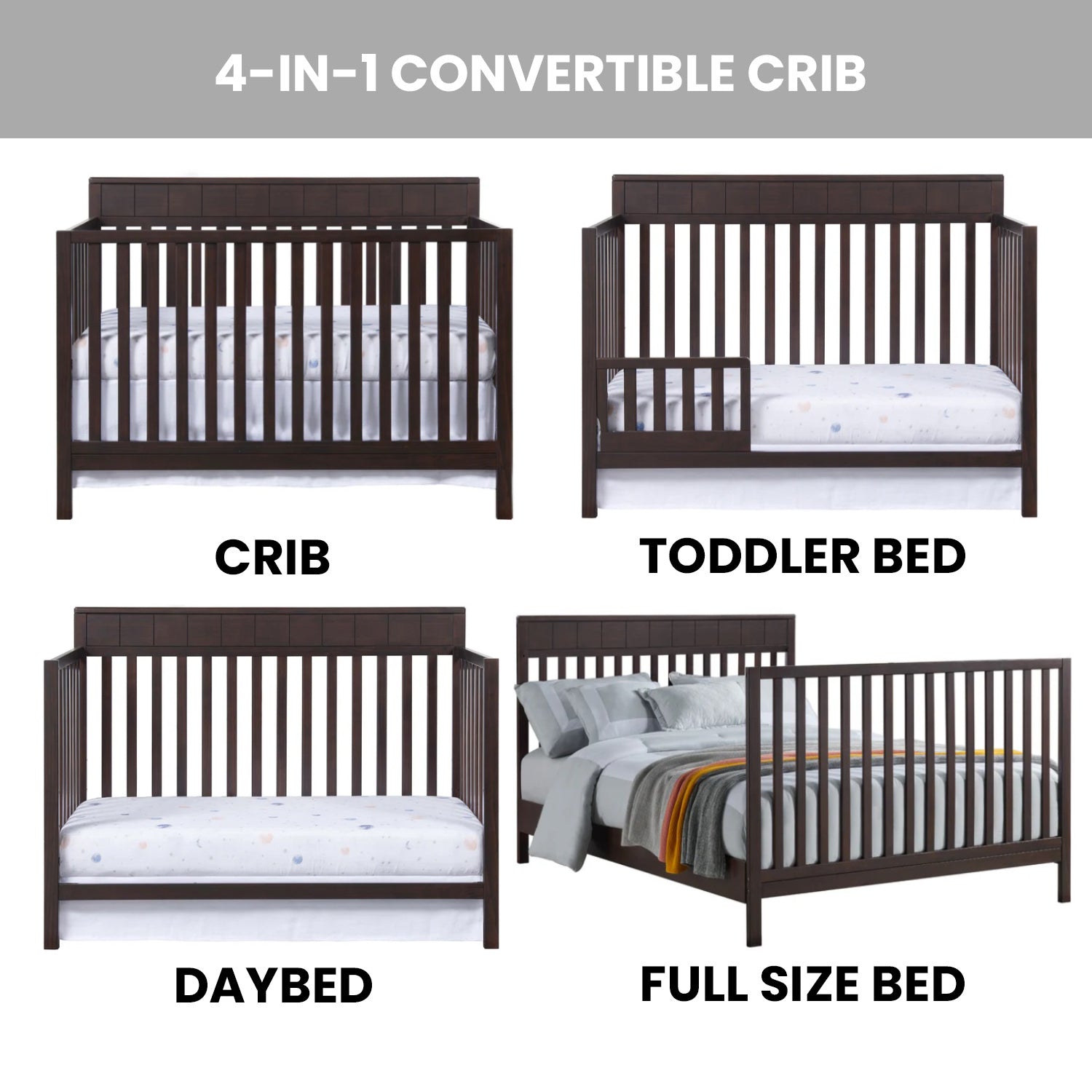 Logan 4 in 1 Convertible Crib