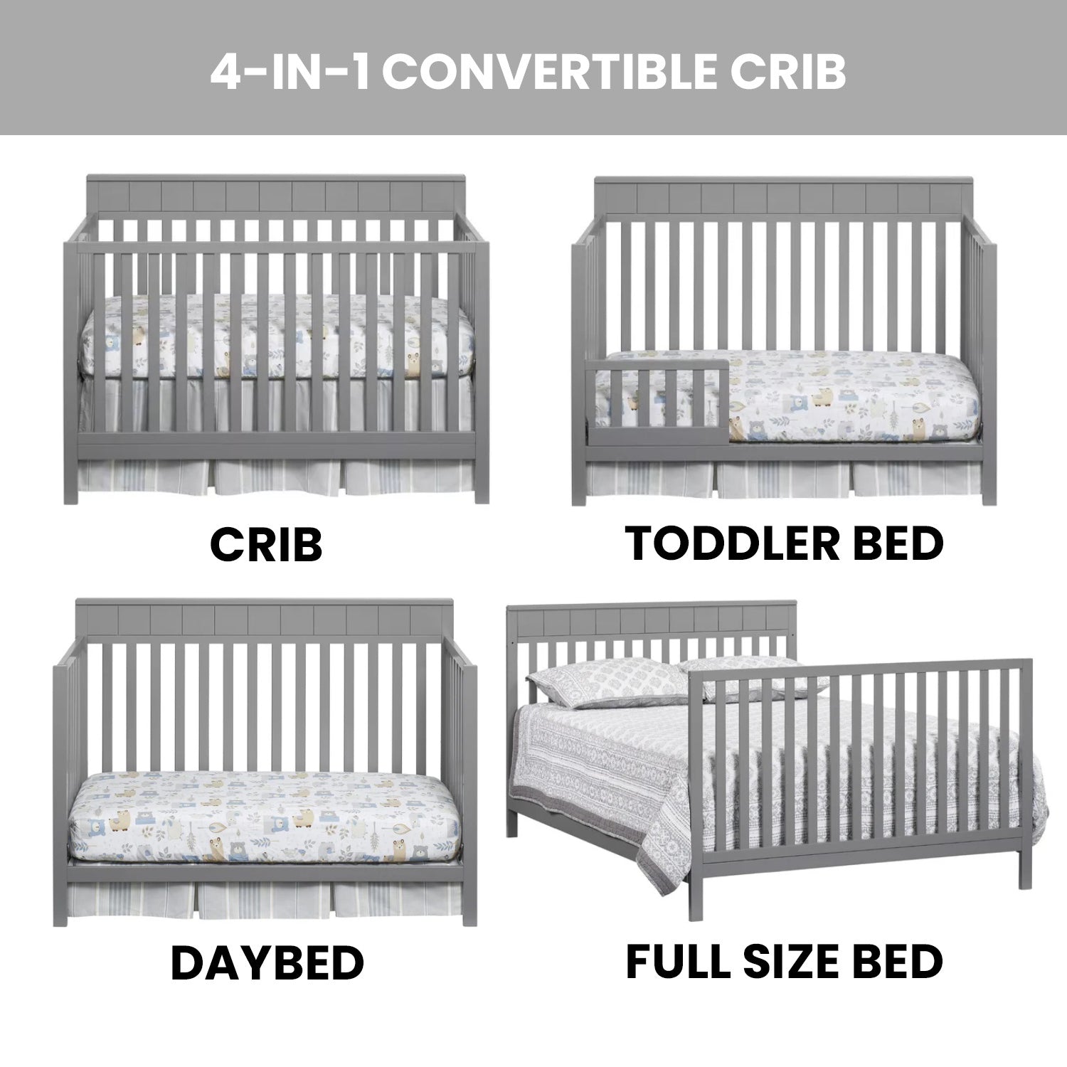 Logan 4 in 1 Convertible Crib