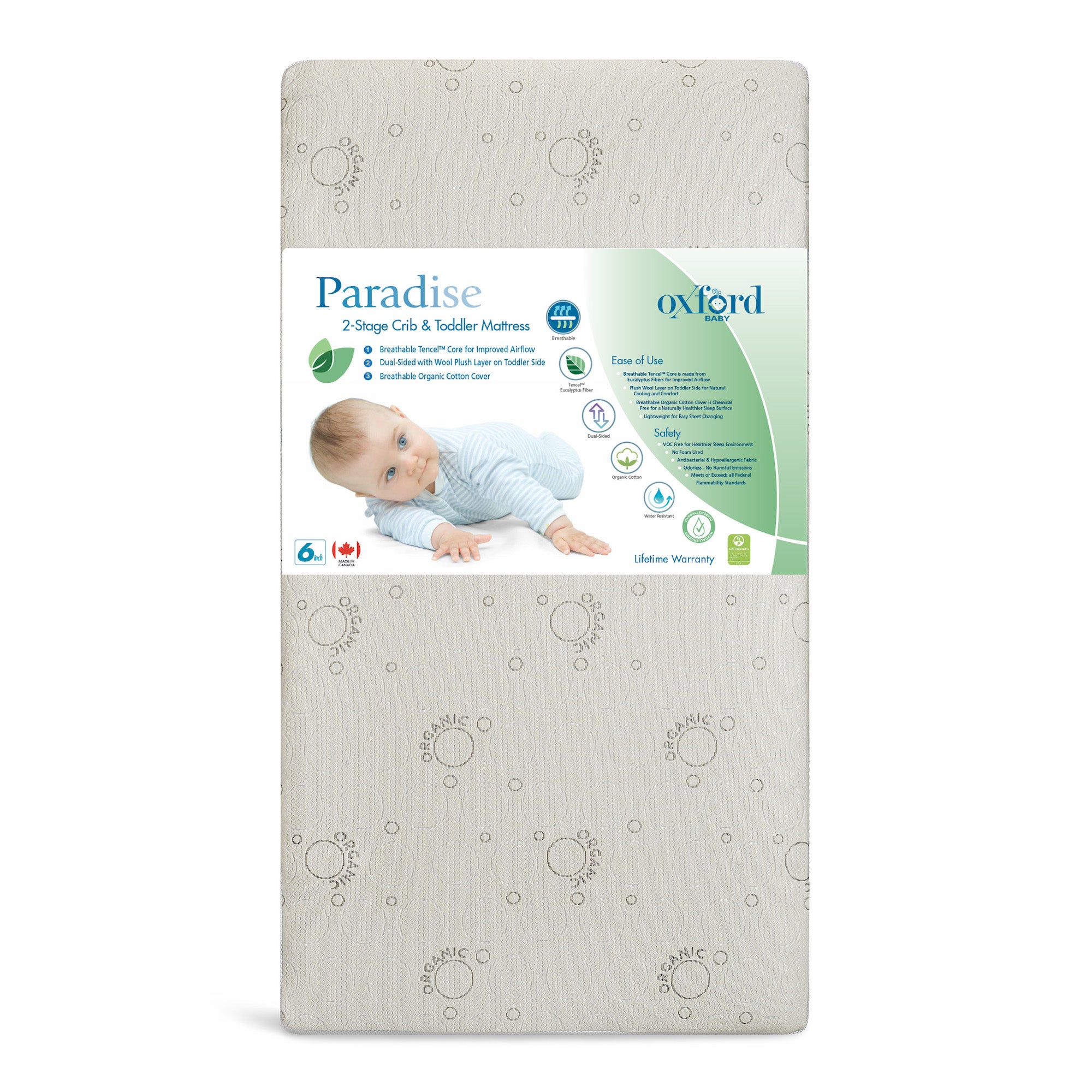 Paradise Dual Stage Crib Toddler Mattress Oxford Baby and Kids