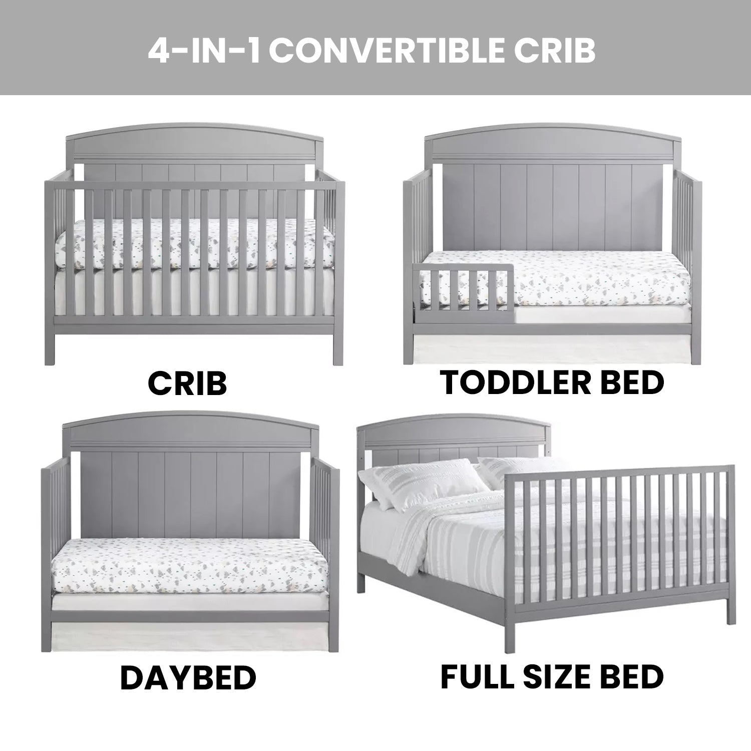 Oxford Baby Baldwin 4 in 1 Convertible Crib Dove Gray