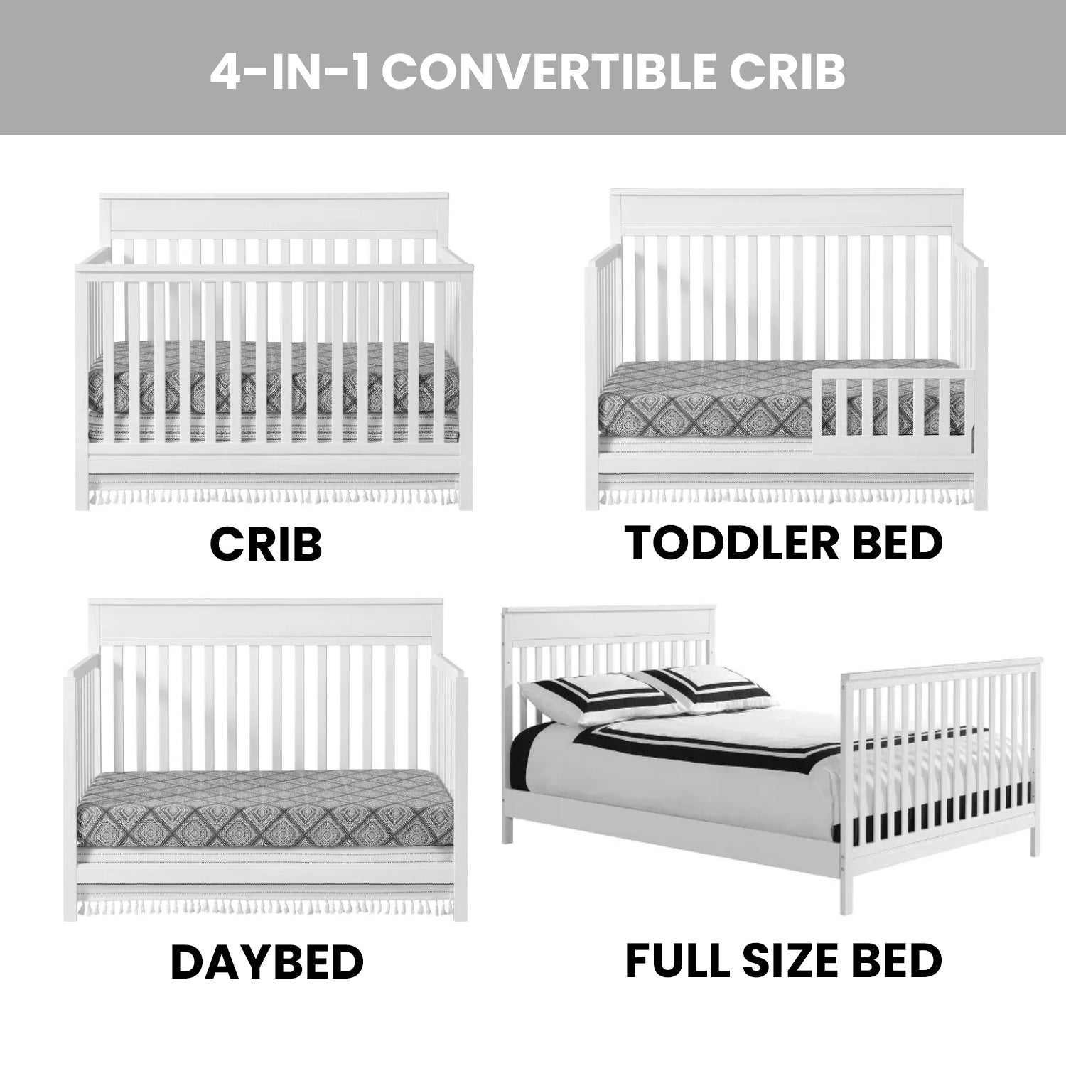Bed Frame Baby Crib Turns Into Full Size Bed Conversion Crib That