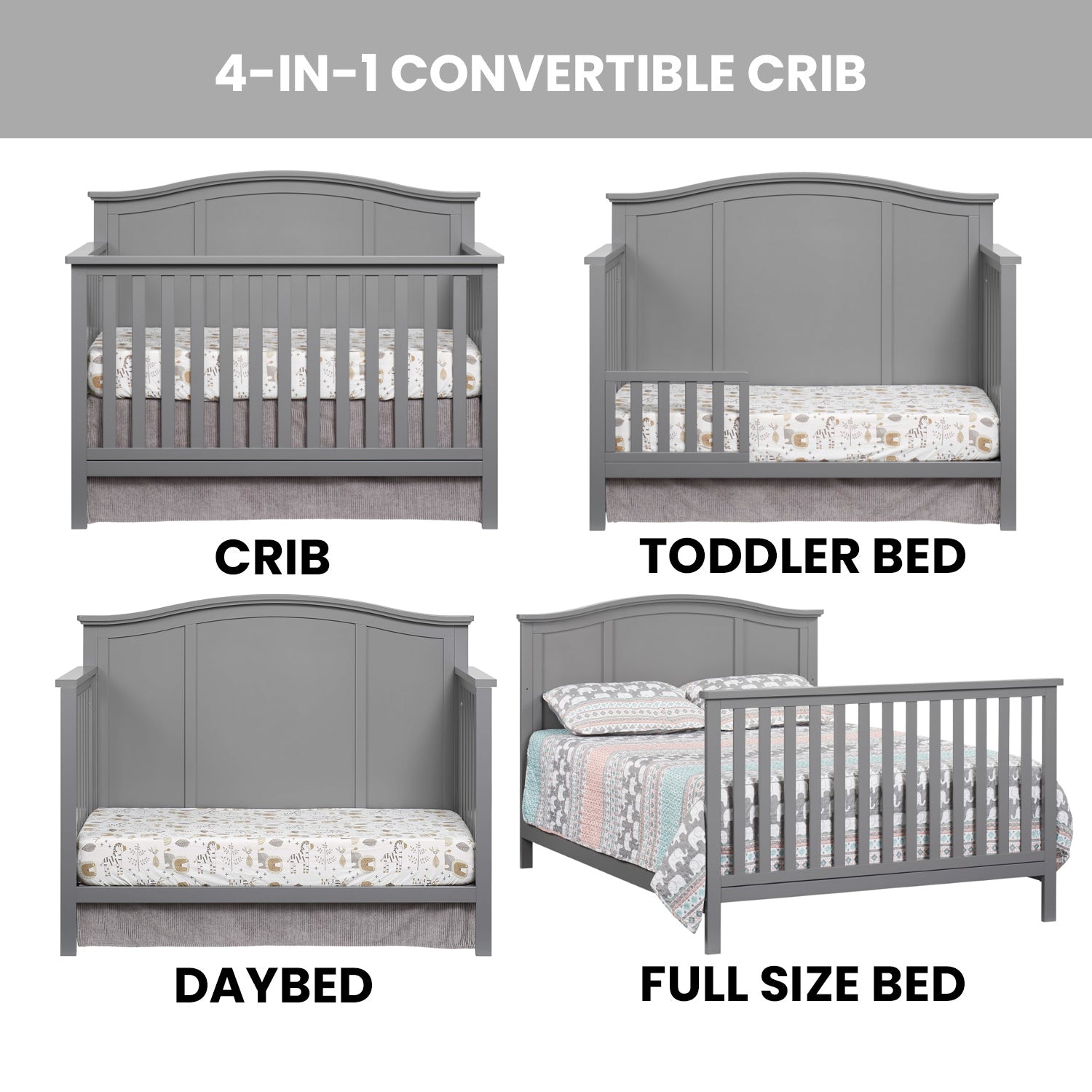 Emerson 4 in 1 Convertible Crib Oxford Baby and Kids