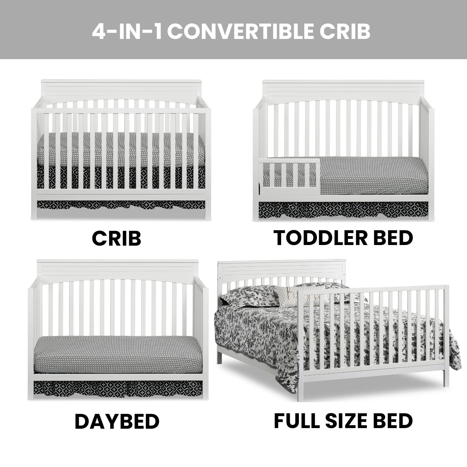 Oxford Baby Harper 4 in 1 Convertible Crib