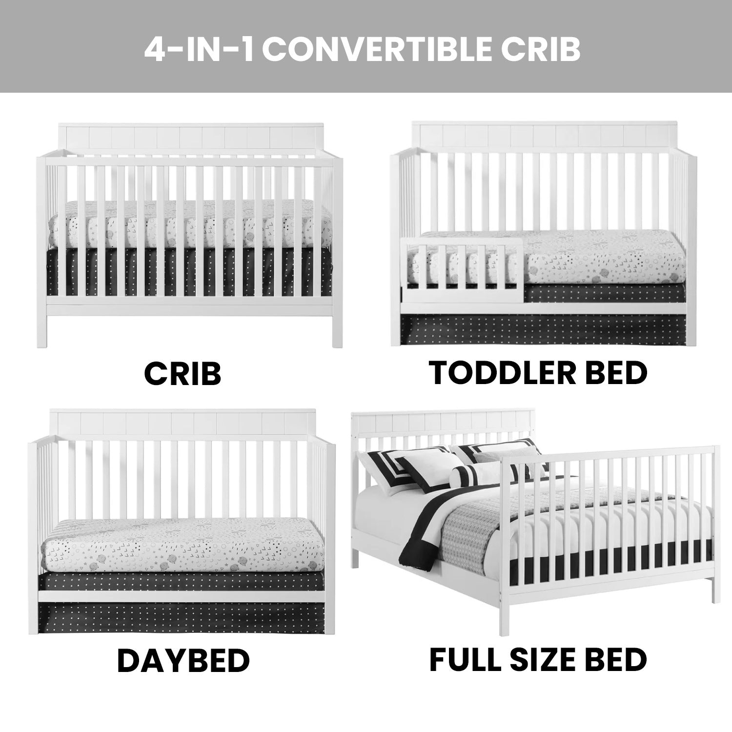 Logan 4 in 1 Convertible Crib Oxford Baby and Kids