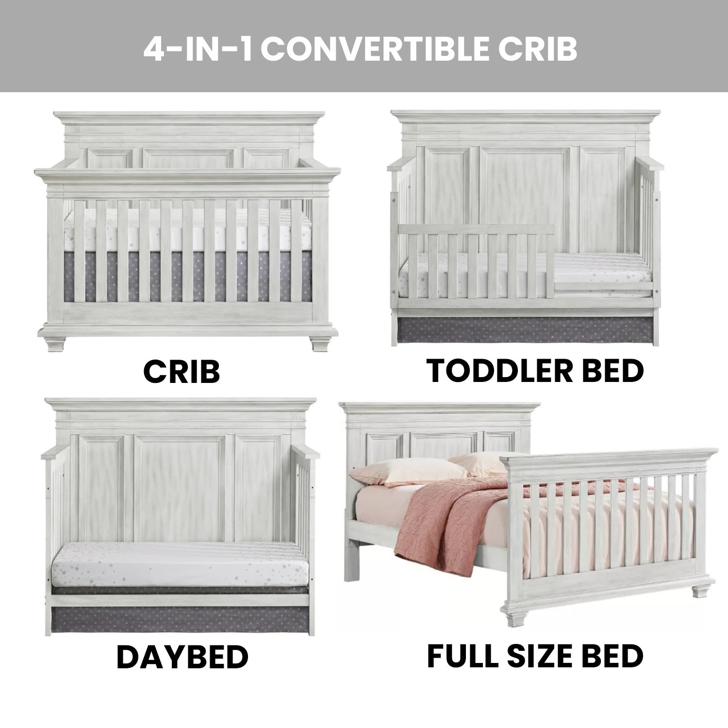 Oxford Baby Weston 4 in 1 Convertible Crib Dusk Gray