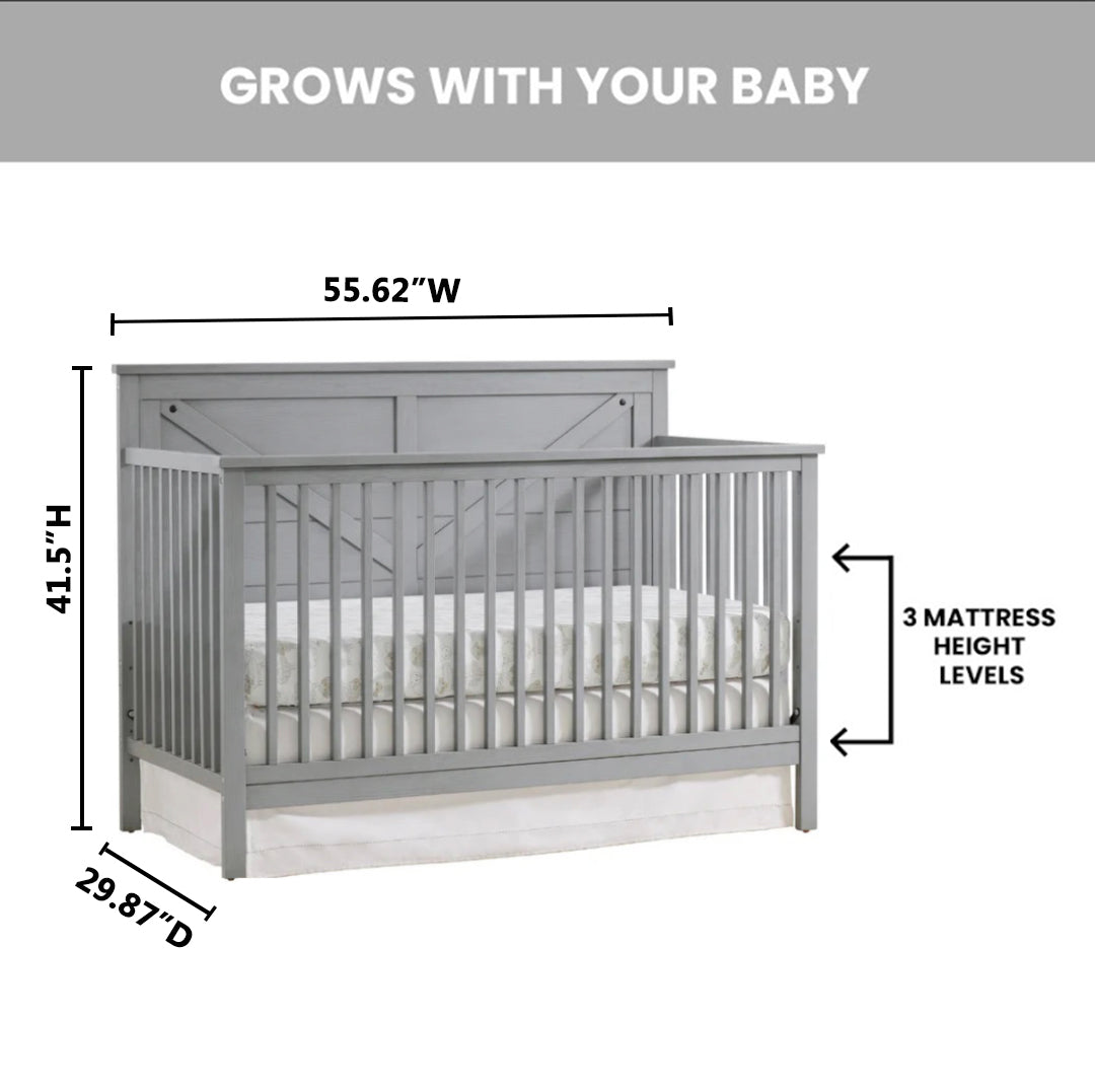 Oxford Baby Montauk 4 in 1 Convertible Crib Barn White