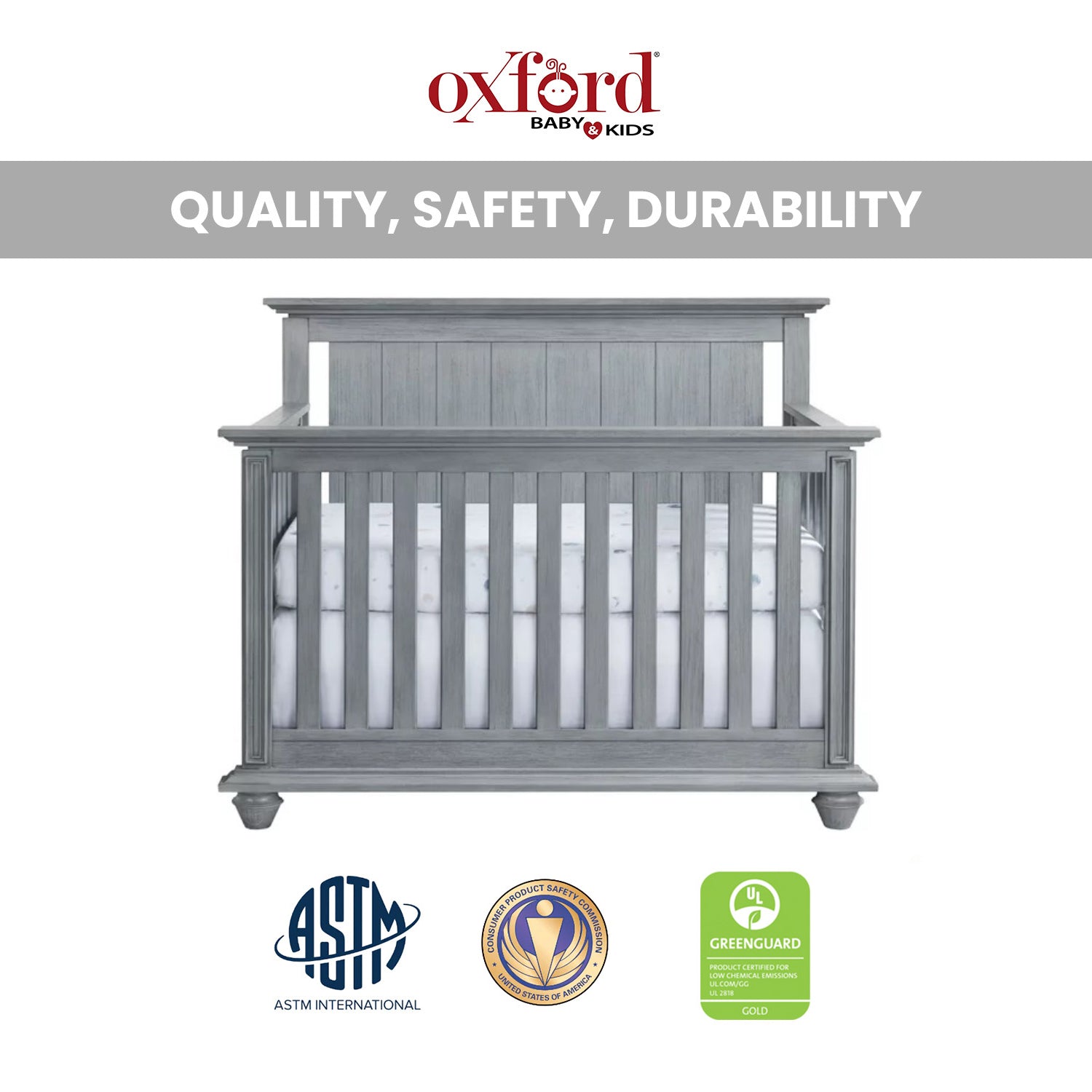 Langston 4 in 1 Convertible Crib Oxford Baby and Kids