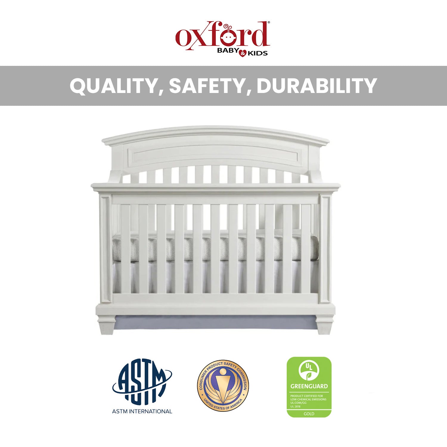 Oxford Baby Richmond 4 in 1 Convertible Crib Brushed Gray