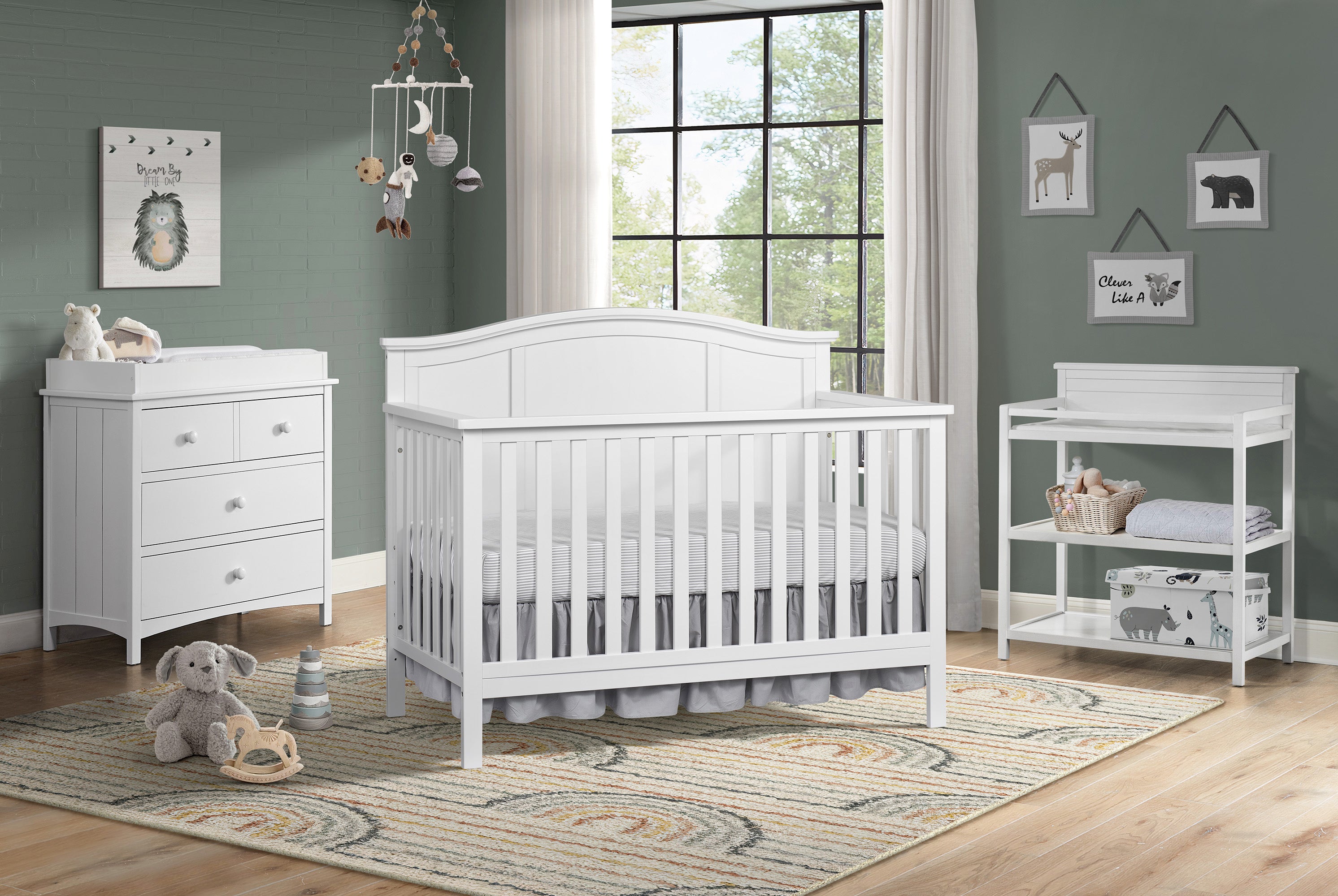 Oxford Baby Emerson 4 in 1 Convertible Crib Dove Gray